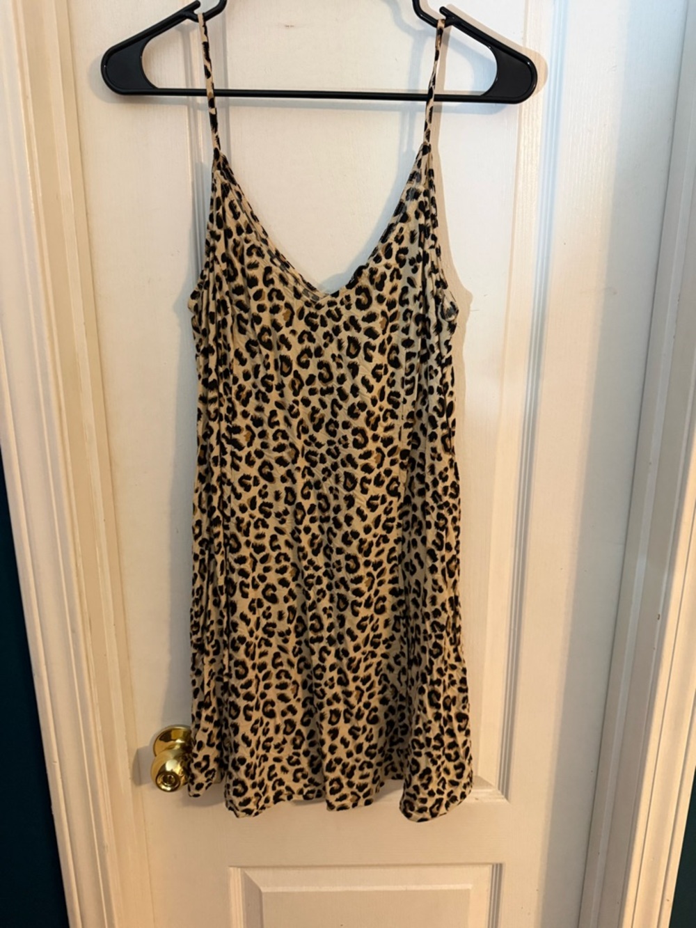 H&M Leopard Print Spaghetti Strap Tank Dress in Beige and Black